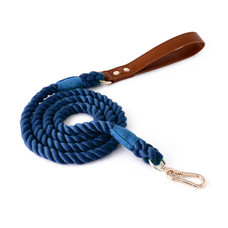 Handmade woven cotton dog collar in navy blue