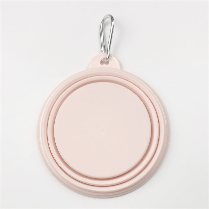 Portable Collapsible Silicone Pet Bowl 350ml with Carry Hook for Outdoor Use