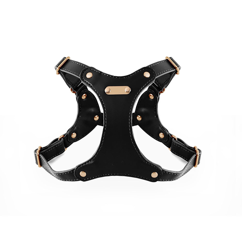 Soft leather look dog harness in deer brown