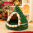 Christmas tree shaped plush cat bed with fleece lining, product image 9