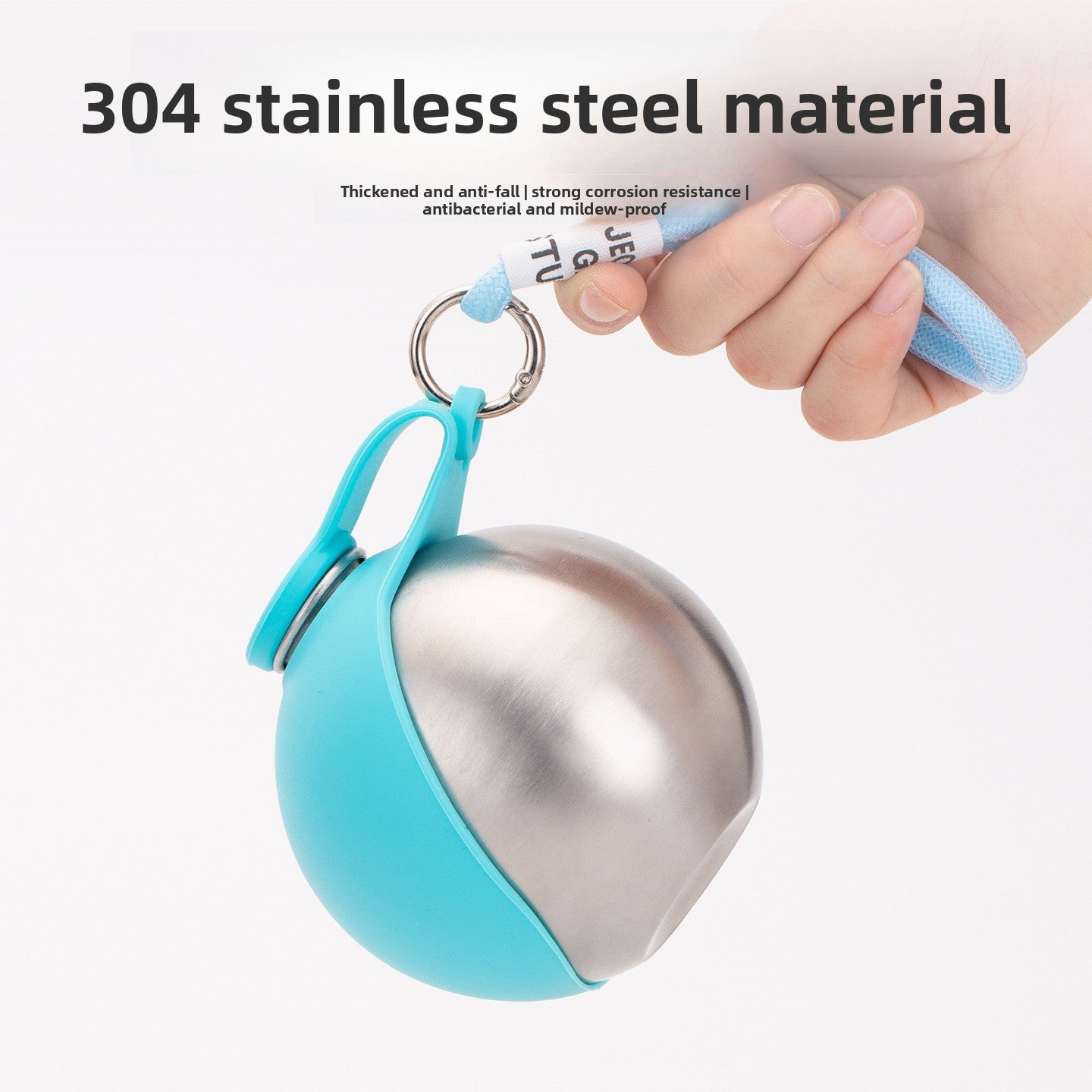 Portable Foldable 304 Stainless Steel Pet Water Bottle with Silicone Bowl, 285ml