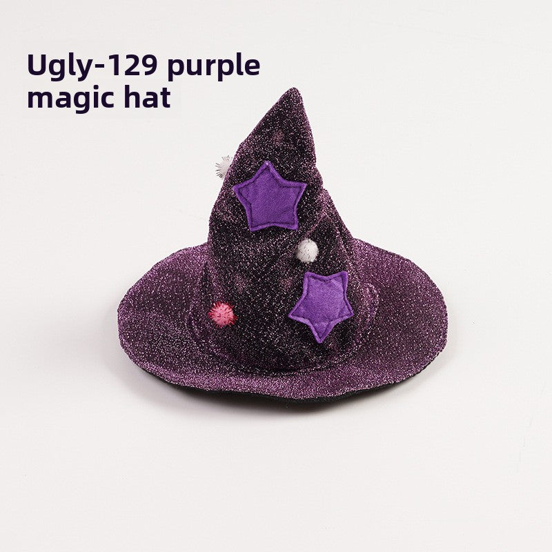 Halloween purple bat cloak for cats and dogs, in use with a pet
