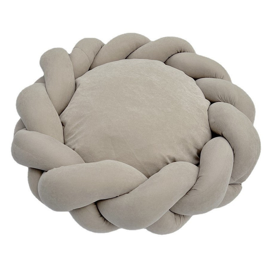 Slate grey woven cat bed with sturdy rope weave