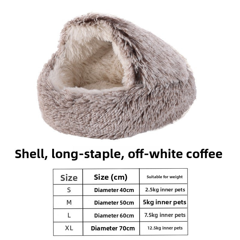 Soft plush pet house for cats, close-up detail view