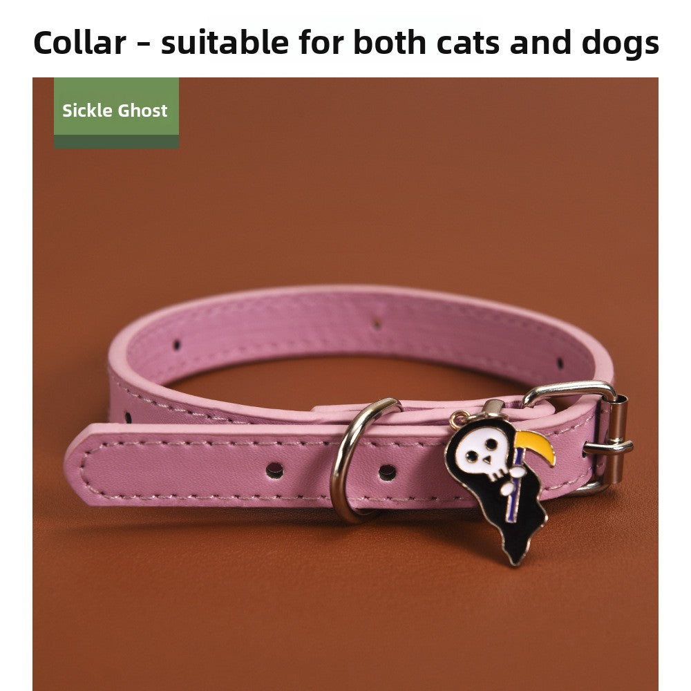 Halloween pumpkin and ghost dog collar, available from Pet Royale UK