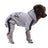Fleece four-leg dog jumpsuit with button front in Dark Blue, showing size and shape