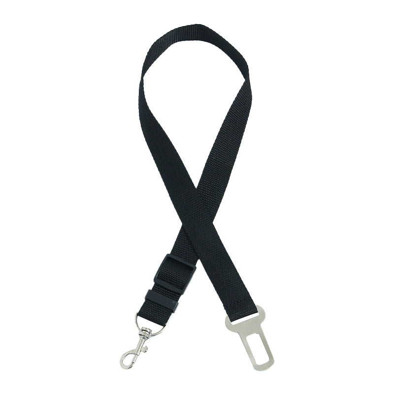 Nylon dog car seat belt lead in navy blue