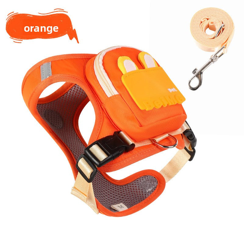 Small dog harness with backpack and lead, 9 sizes available