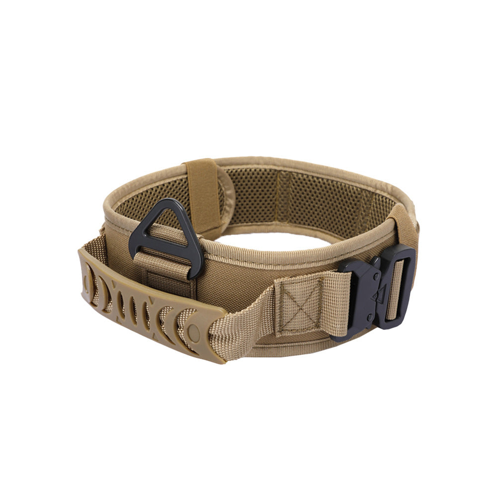 Tactical nylon dog collar with double metal buckle, available from Pet Royale UK