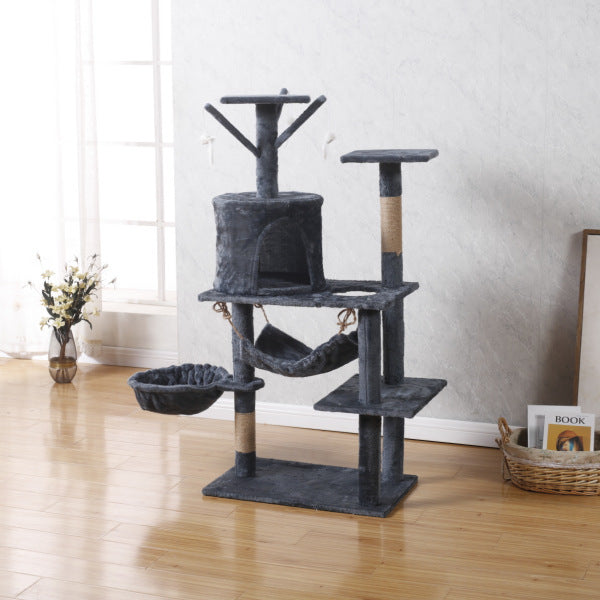 Compact cat climbing tree with hammock and posts, photo 1 of 14