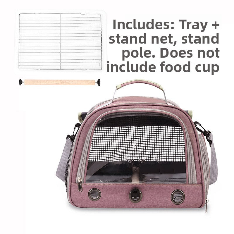 Green breathable bird carrier shoulder bag with mesh windows, view 8