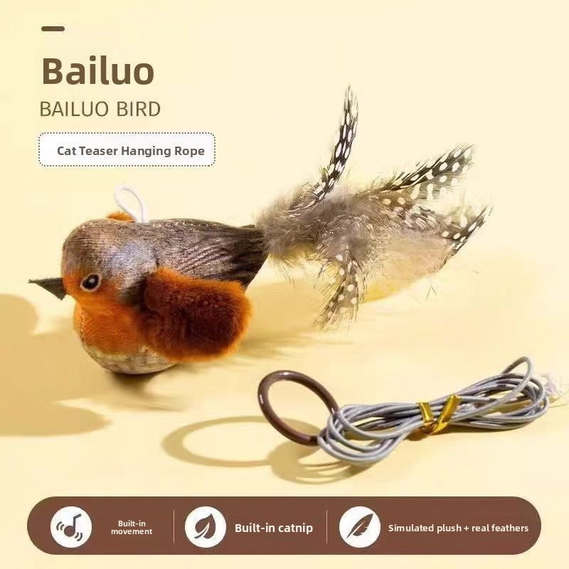 Plush bird cat toy in blue - view 4