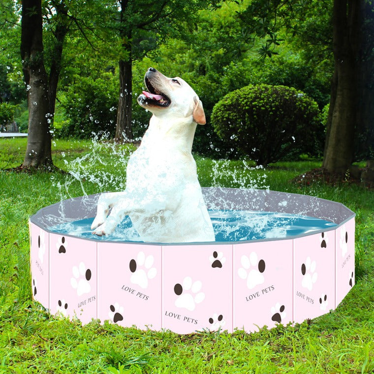 Foldable pet bath tub with blue star print