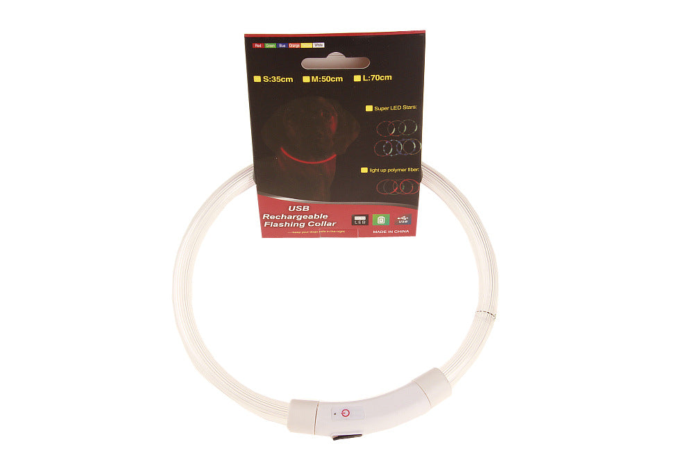 Cut to fit USB rechargeable LED pet collar glowing red