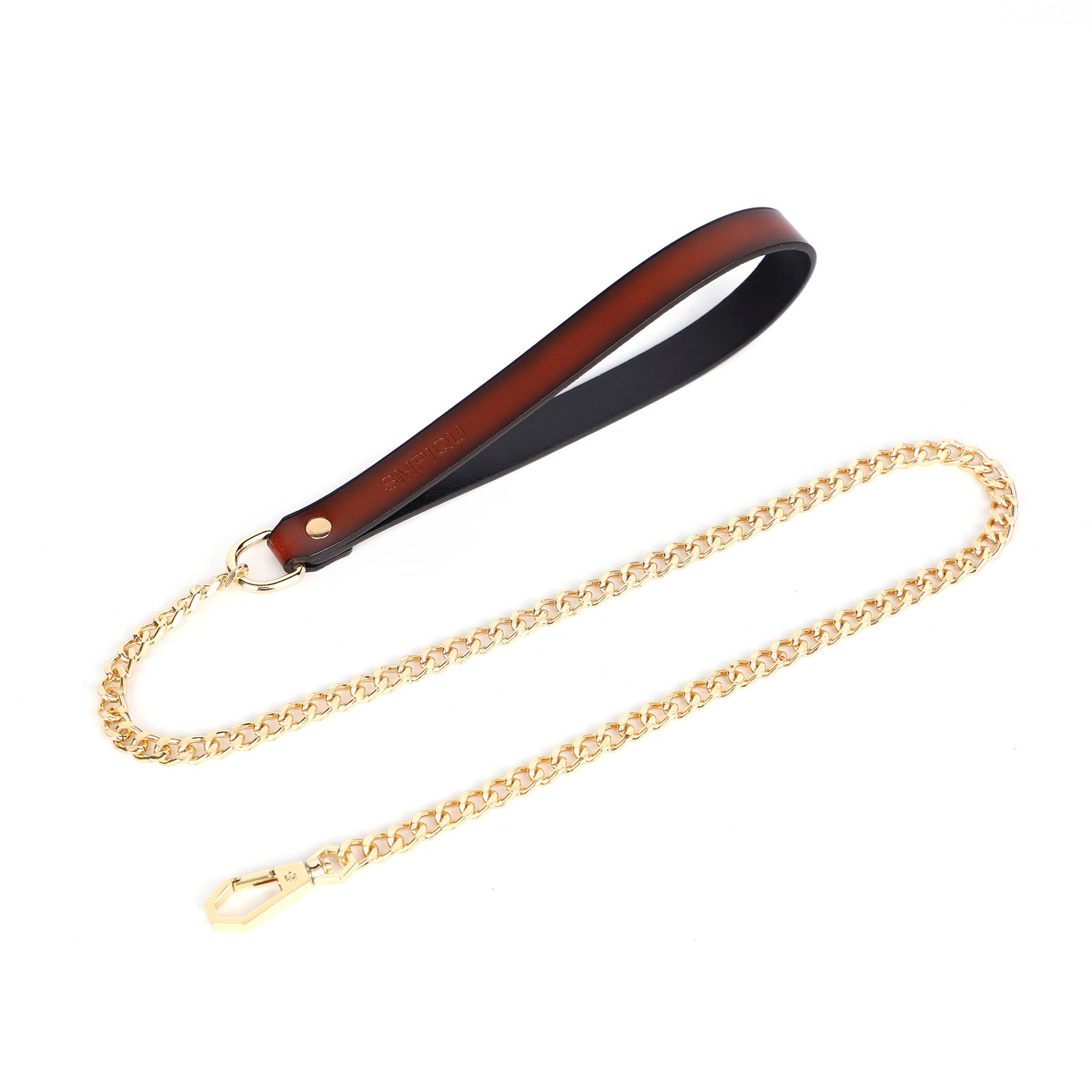 Black leather look dog collar and matching lead set
