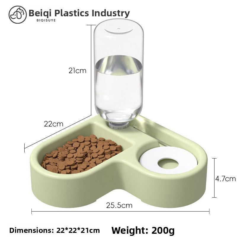Automatic Pet Food and Water Dispenser with Gravity Feed, 2.3L Food and 1L Water Tank