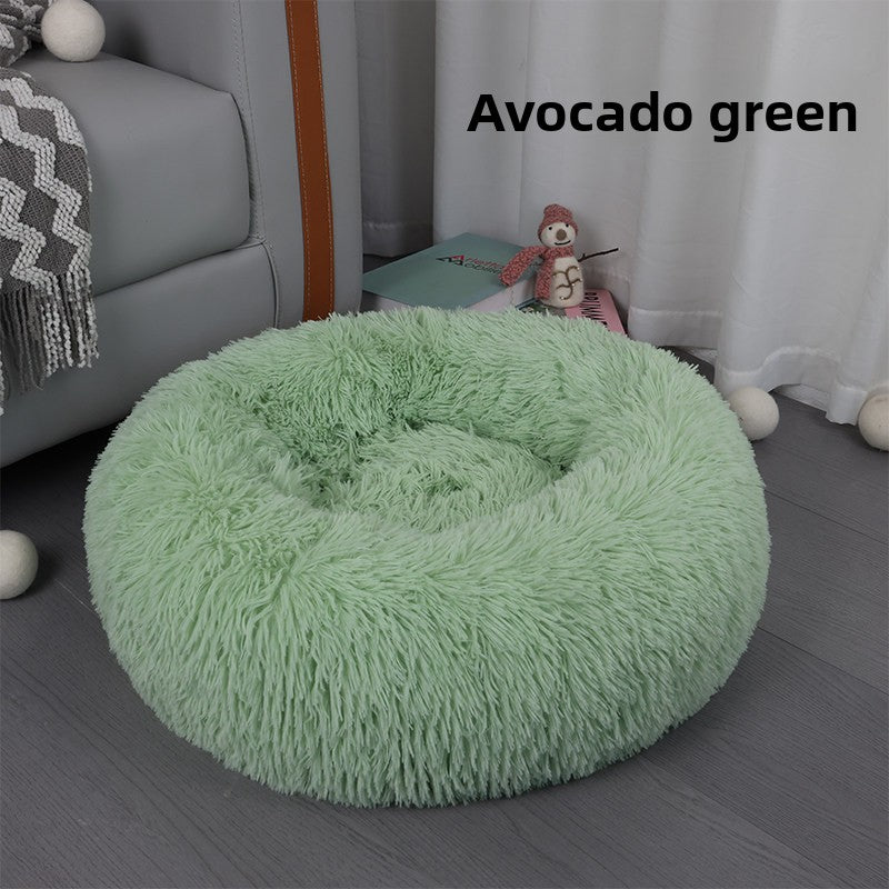 Round donut plush bed for cats and dogs, photo 35 of 43