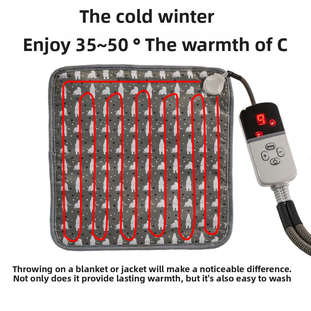 Electric pet heating pad with timer, shown in 3 colours and styles
