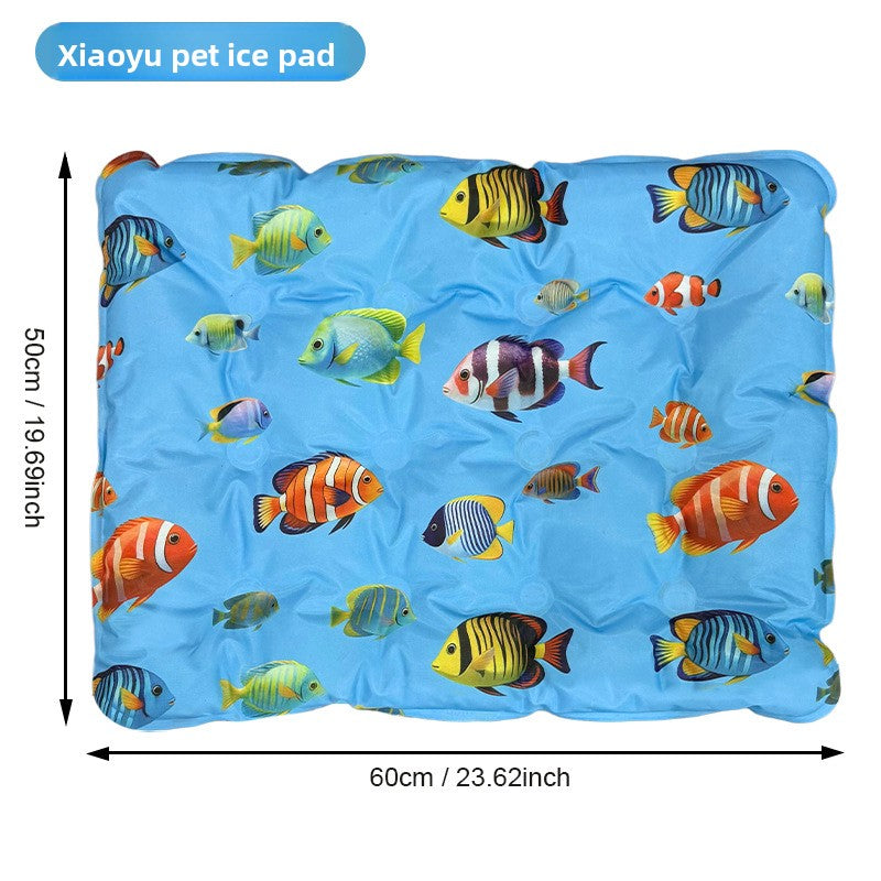 Ice silk PVC pet cooling mat, size 50 x 60cm Fish