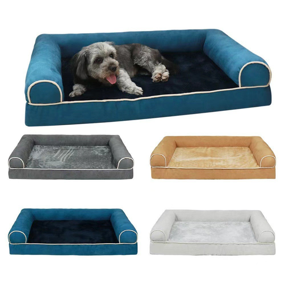Khaki square dog bed with supportive sponge padding in large size
