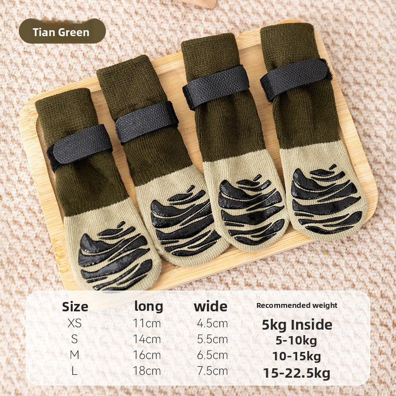 Non-slip cotton socks for medium and large dogs in Black, top view