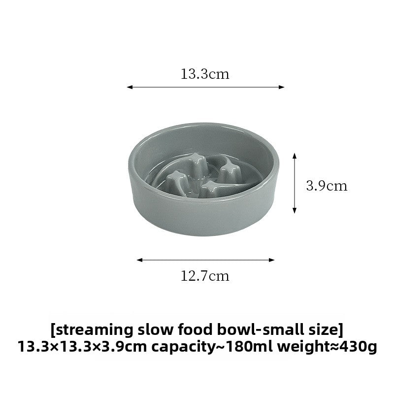 Meteor Shaped Ceramic Slow Feeder Pet Bowl in Small Medium or Large with Stable Base