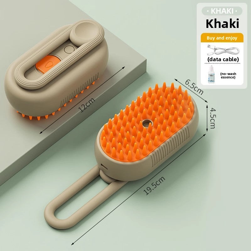 USB Rechargeable Spray Grooming Comb with Silicone Massage Bristles