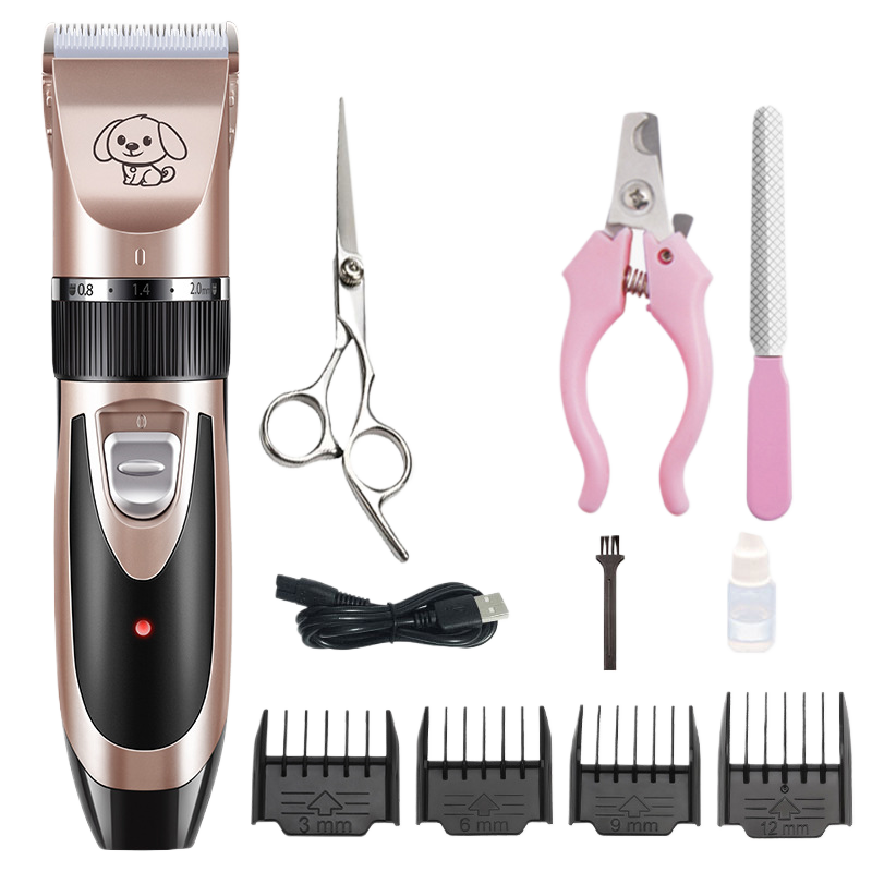 Cordless Pet Hair Clipper Set with Scissors and Comb Attachments