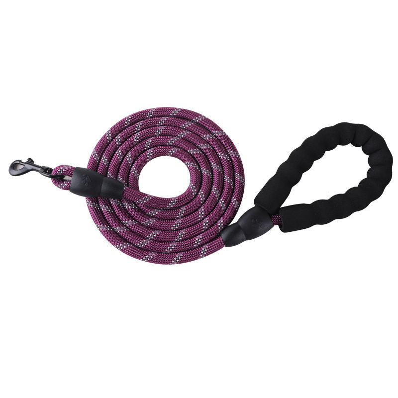 Reflective nylon dog lead with foam handle, 9 sizes available