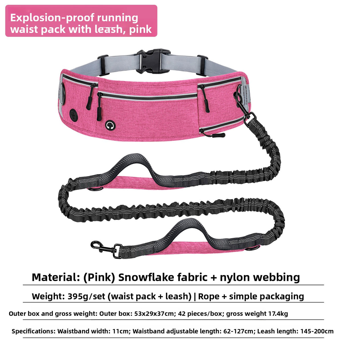 Hands-free reflective dog lead with waist bag, available from Pet Royale UK