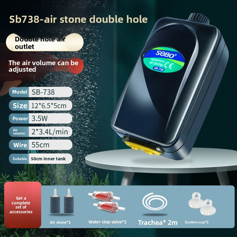 Adjustable quiet aquarium air pump with air stone kit, view 15