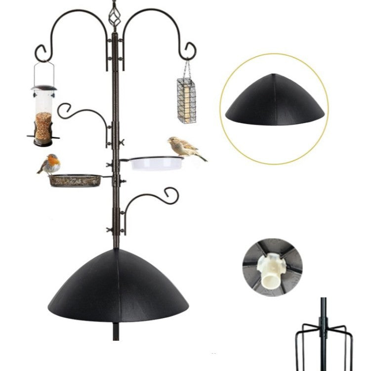 Black wrought iron bird feeder stand accessories for gardens, view 2