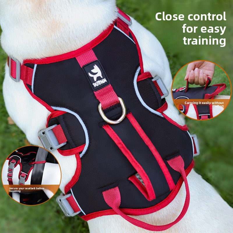 Escape-resistant reflective dog harness, 3 sizes available from Pet Royale UK