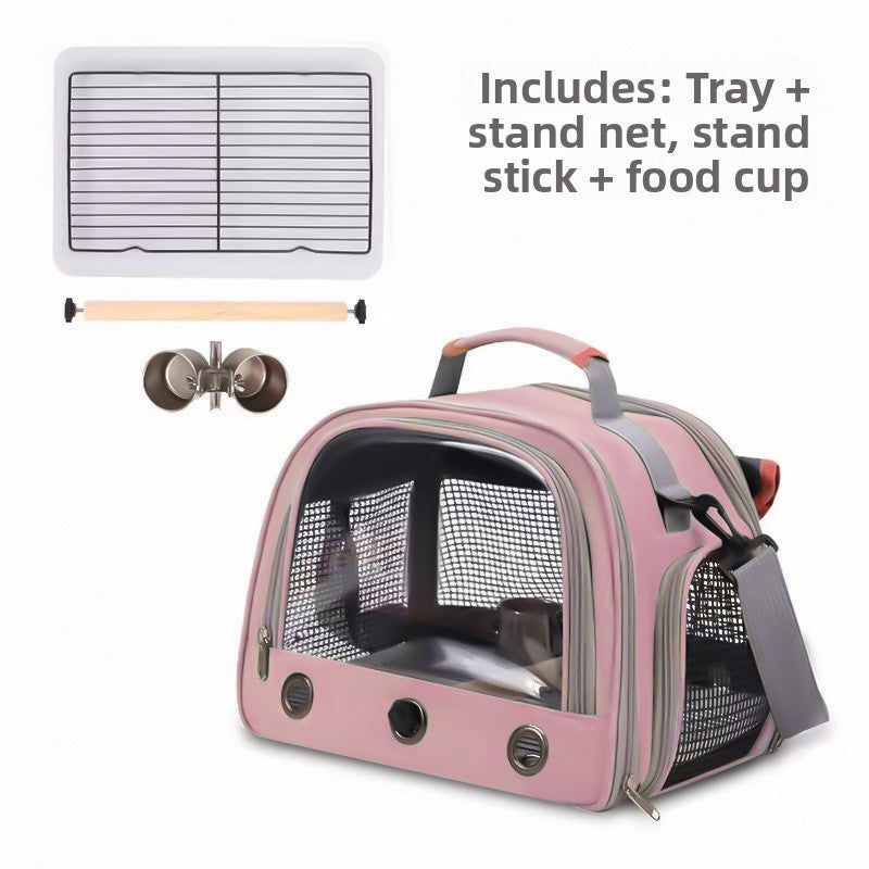 Green breathable bird carrier shoulder bag with mesh windows, view 20