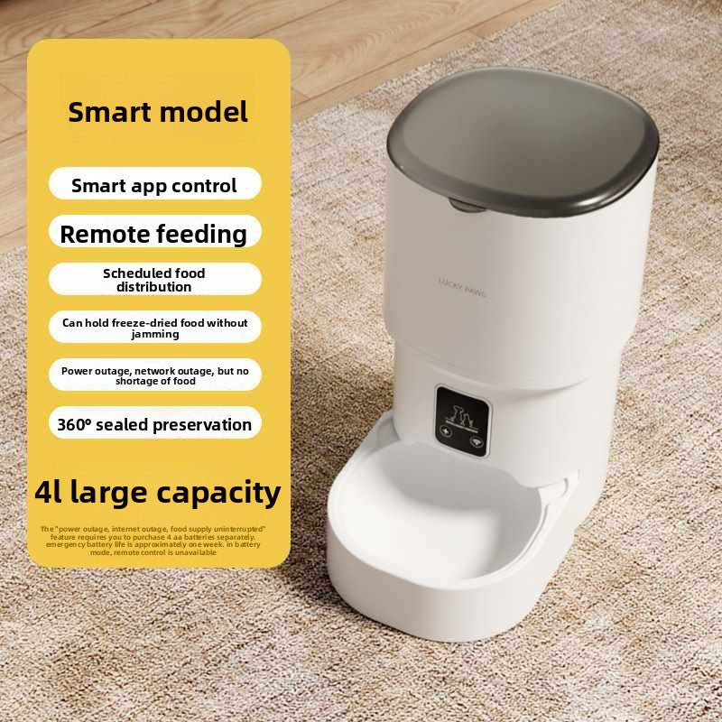 Automatic Pet Feeder 4L with Timed Feeding and Optional App Control for Cats and Dogs