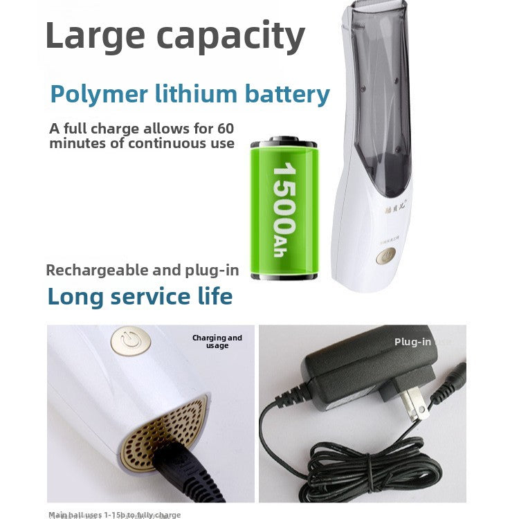 Rechargeable Pet Hair Trimmer with Hair Suction for Dogs and Cats