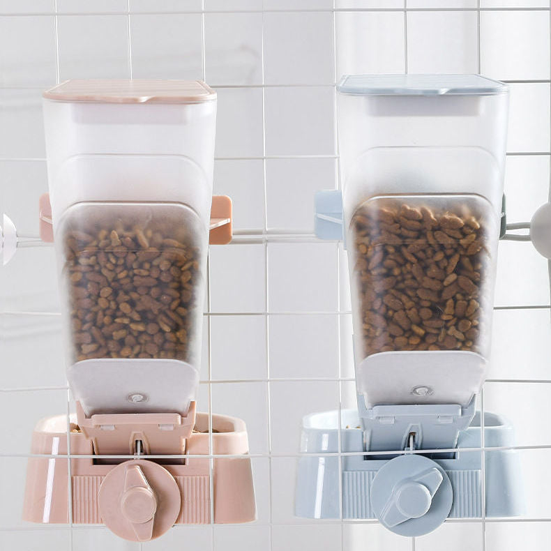 Hanging Pet Feeder and Water Dispenser Set, 500g Food and 500ml Water, Cage Mount