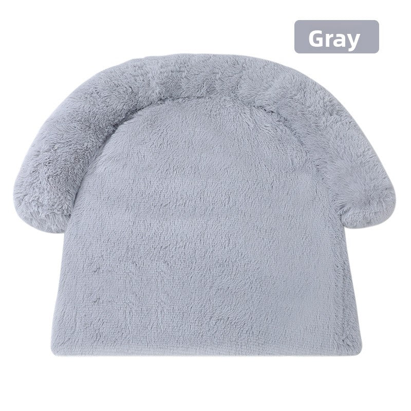 Plush pet sofa cushion bed in Detachable Light Grey