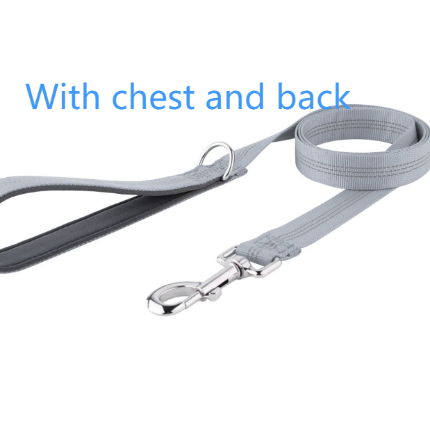 Wide chest nylon dog harness with front buckle and metal hardware, product image 48