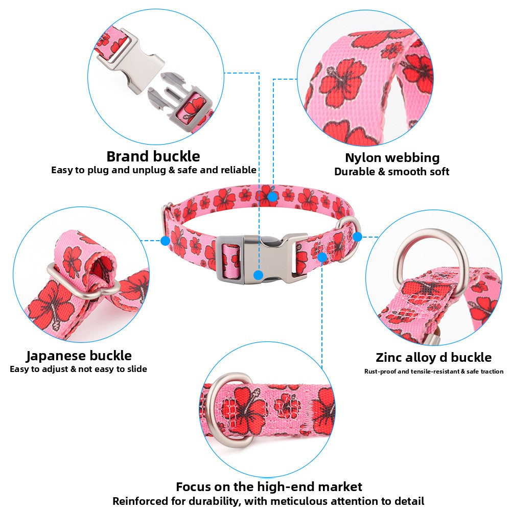 Printed nylon dog collar with colourful pattern, product image 4