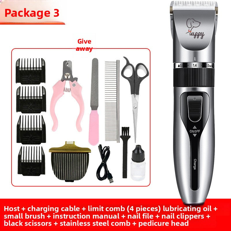 USB Rechargeable Pet Hair Clipper with Ceramic Blade and 4 Combs