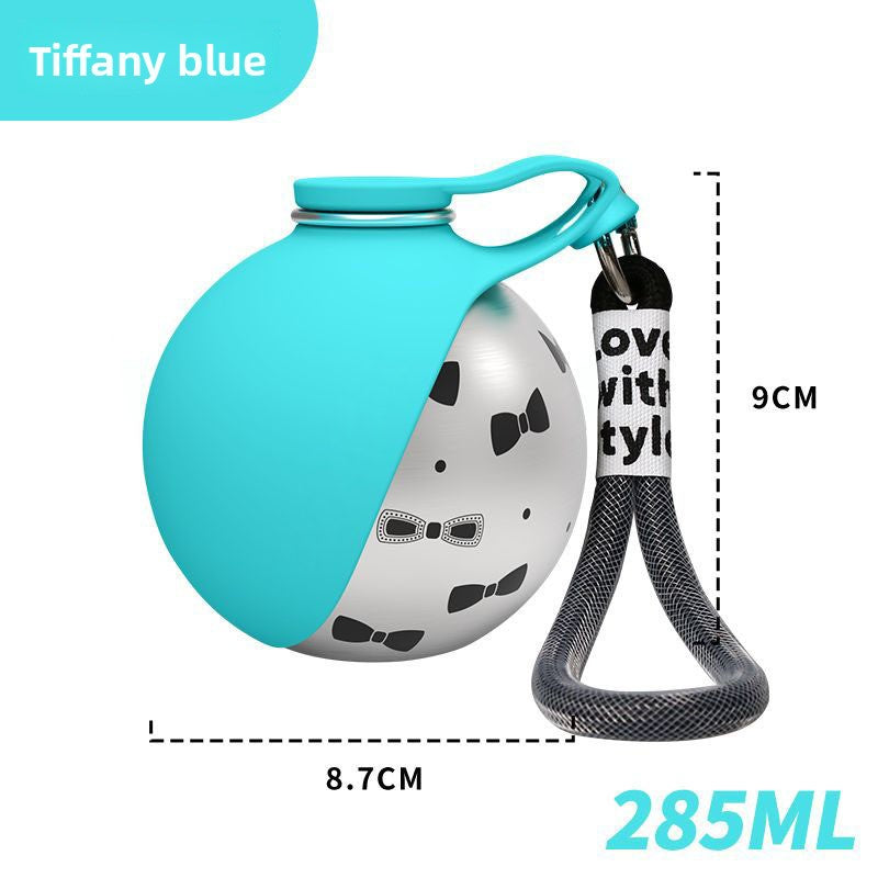 Foldable pet water bottle with hook in Mist Pink Steel Printed, front view