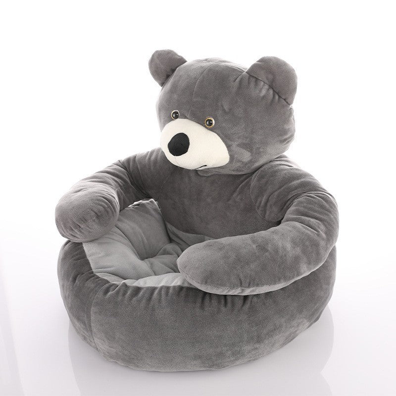 Grey plush round cat bed in 55cm diameter