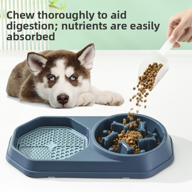 Bone shaped slow feeder double bowl for cats and dogs - view 2