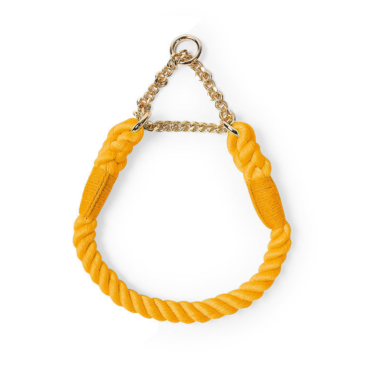 Pastel woven dog collars with gold buckles in many colours