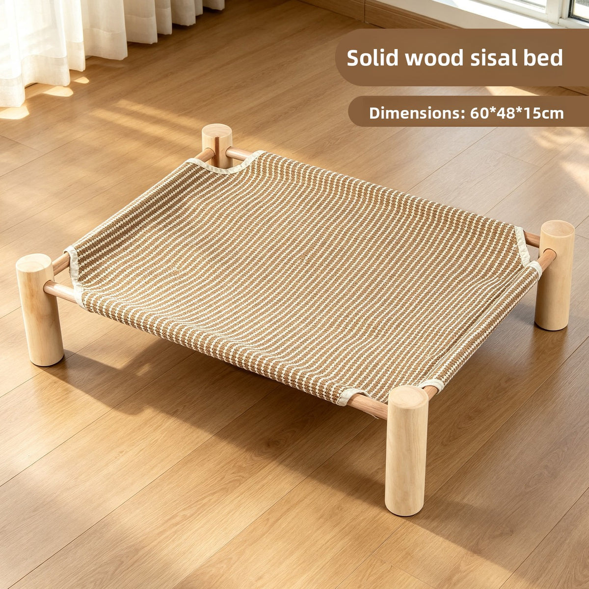 Solid Wood Elevated Pet Bed with Washable Pad, Raised Platform