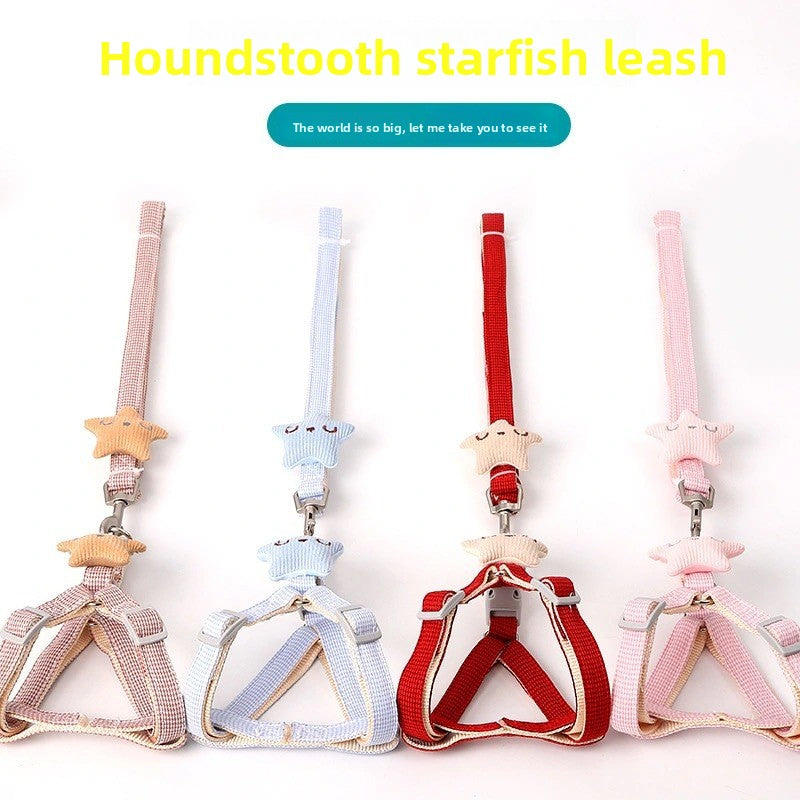 Adjustable nylon harness and lead set for cats in pink
