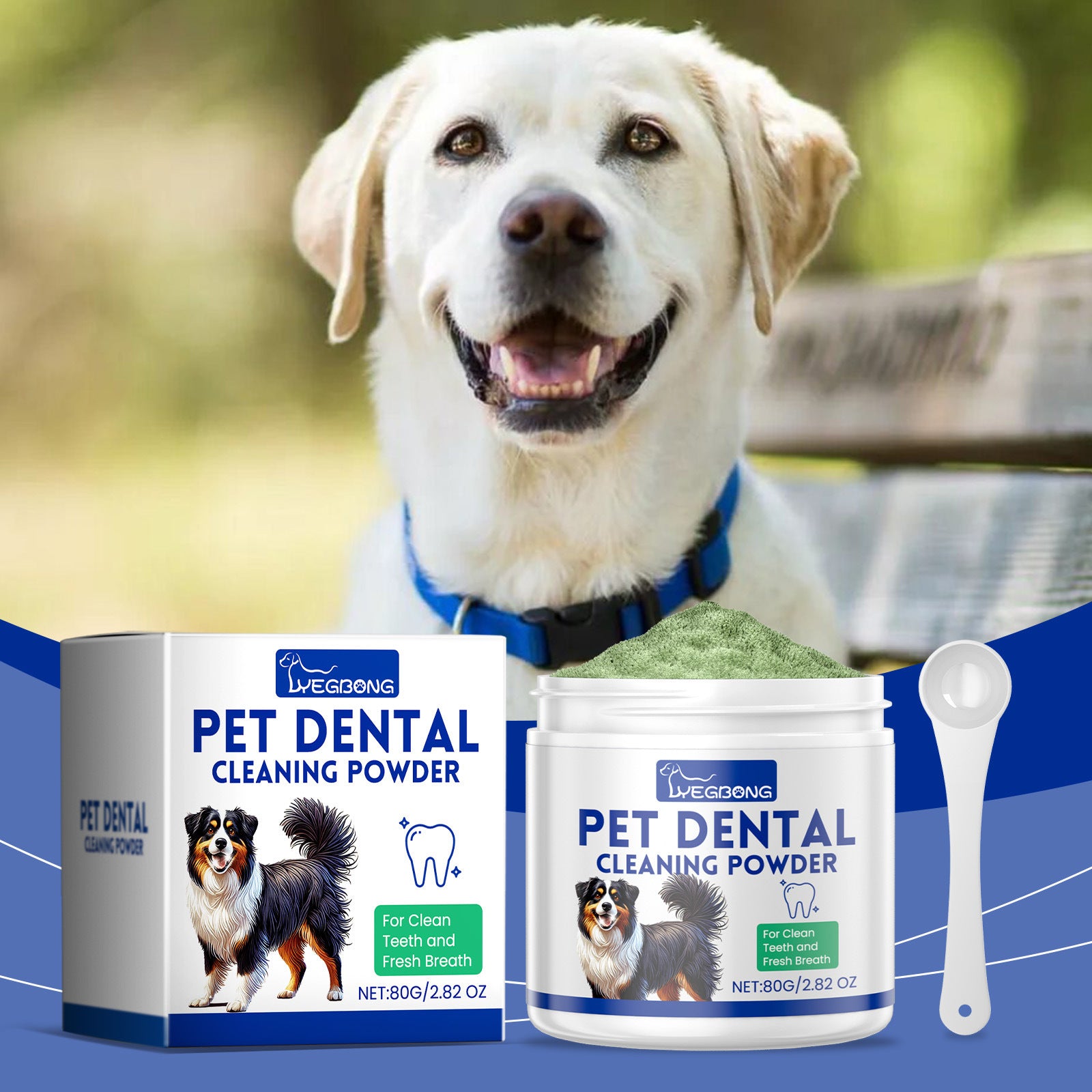 Pet Dental Cleaning Powder with Measuring Spoon, Fresh Breath