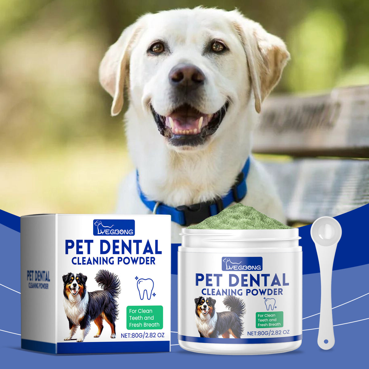 Pet Dental Cleaning Powder with Measuring Spoon, Fresh Breath