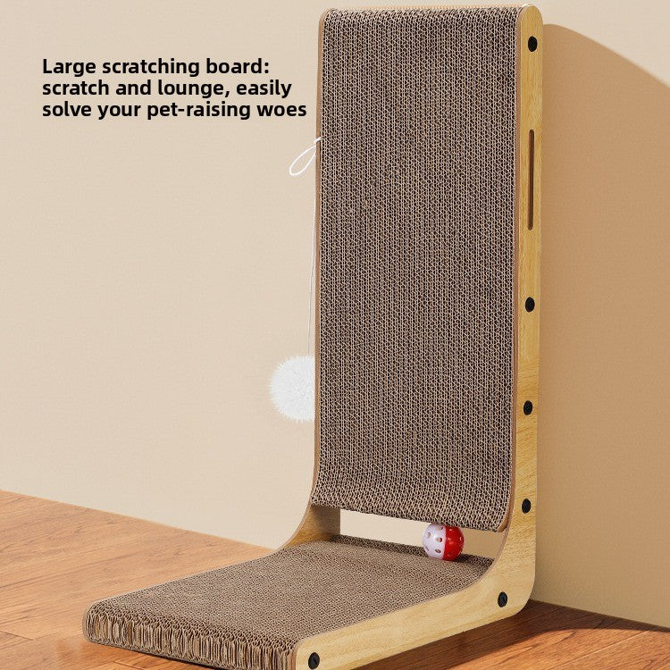 L-shape corrugated cardboard cat scratching board with lounger, photo 2